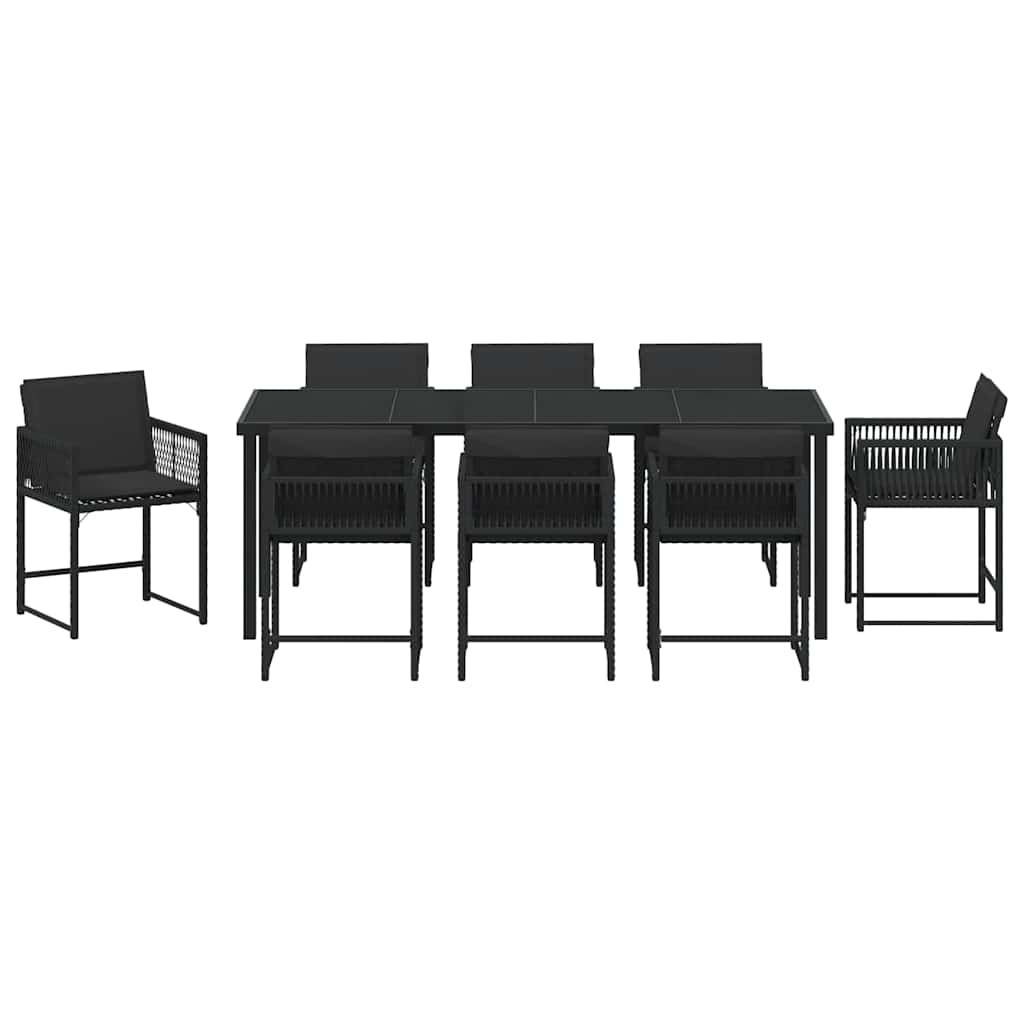 Ensemble de salle à manger pour jardin 9 pcs Noir polyrotin - XIOS