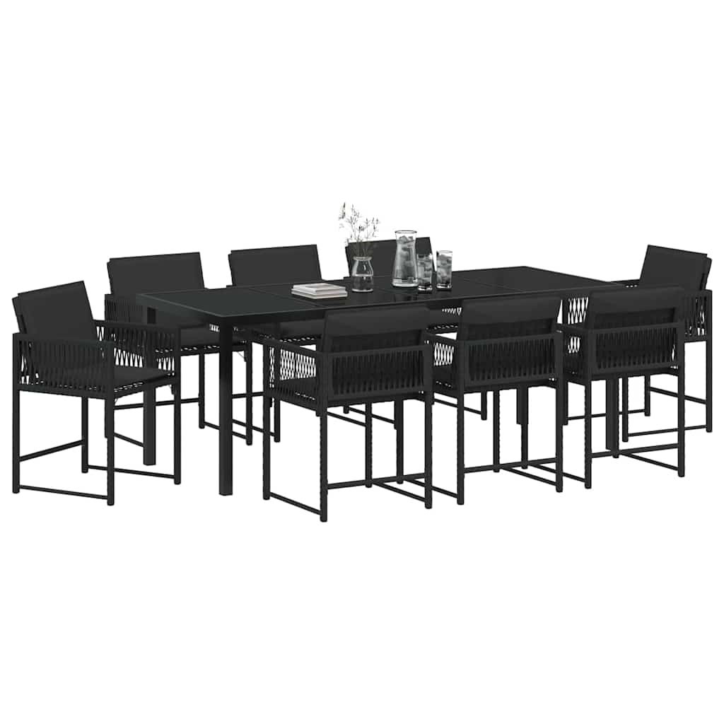 Ensemble de salle à manger pour jardin 9 pcs Noir polyrotin - XIOS