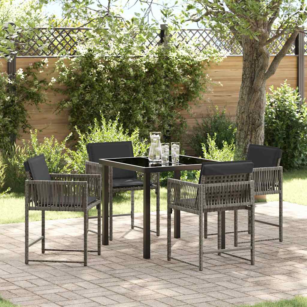 Ensemble de salle à manger pour jardin 5 pcs Gris polyrotin - XIOS