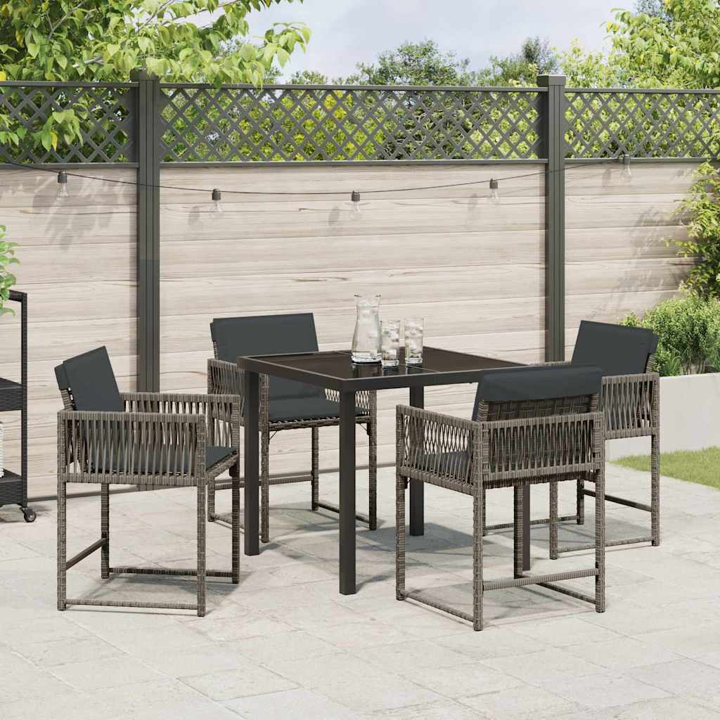 Ensemble de salle à manger pour jardin 5 pcs Gris polyrotin - XIOS