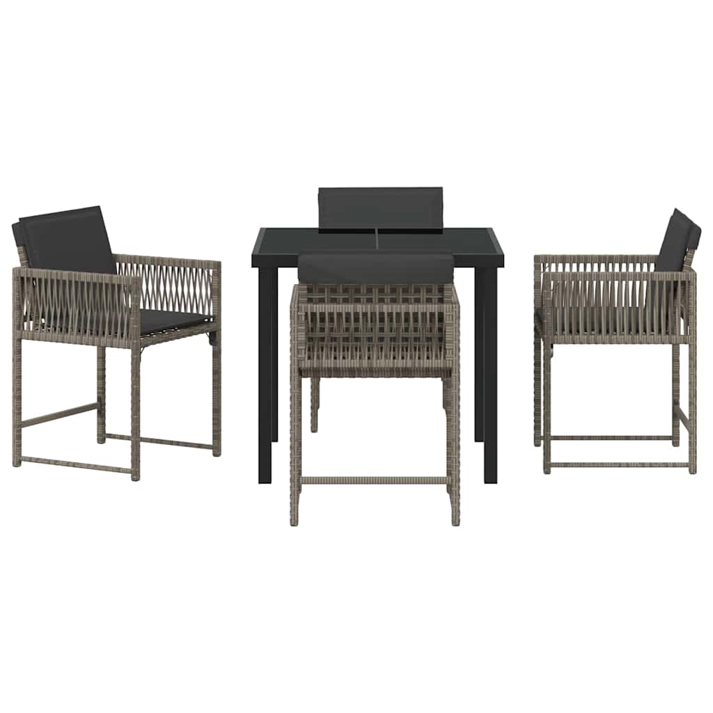 Ensemble de salle à manger pour jardin 5 pcs Gris polyrotin - XIOS