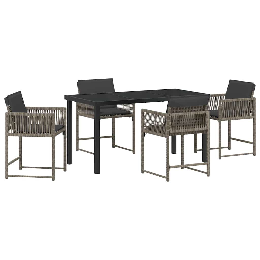 Ensemble de salle à manger pour jardin 5 pcs Gris polyrotin - XIOS