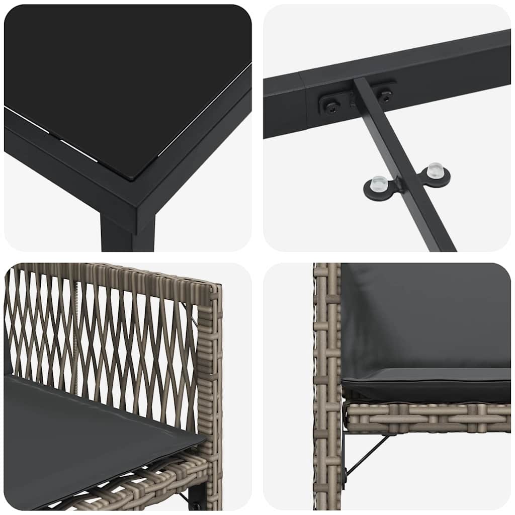 Ensemble de salle à manger pour jardin 5 pcs Gris polyrotin - XIOS