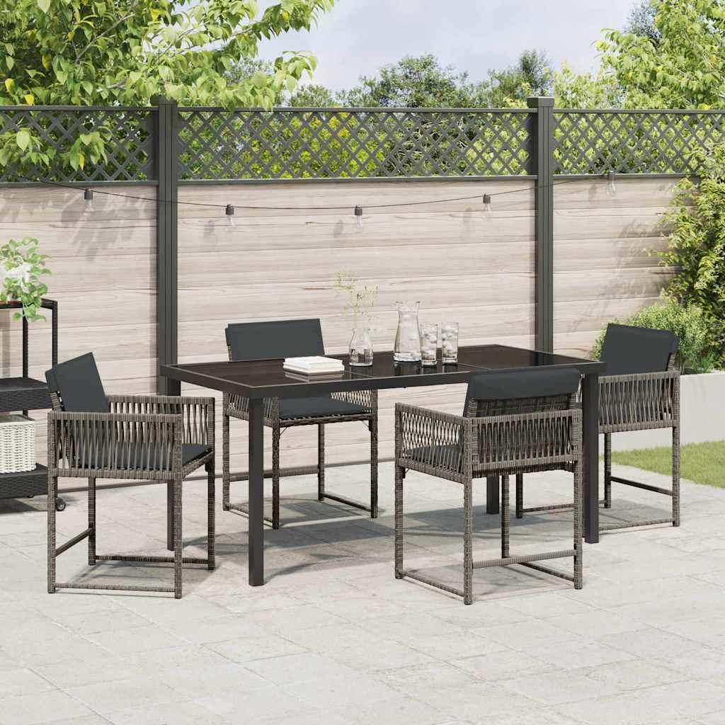Ensemble de salle à manger pour jardin 5 pcs Gris polyrotin - XIOS