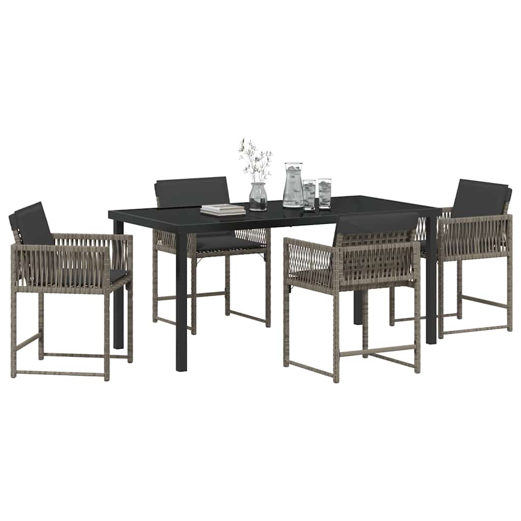 Ensemble de salle à manger pour jardin 5 pcs Gris polyrotin - XIOS
