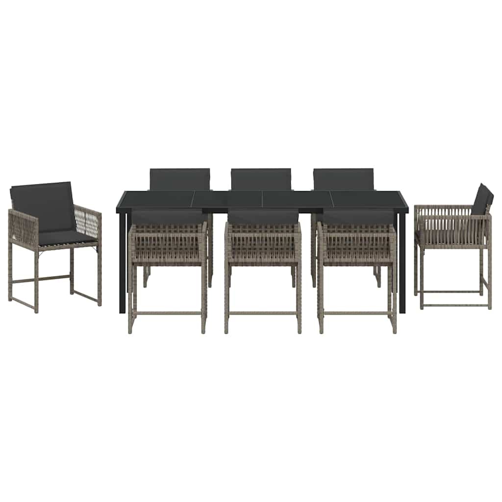 Ensemble de salle à manger pour jardin 9 pcs Gris polyrotin - XIOS