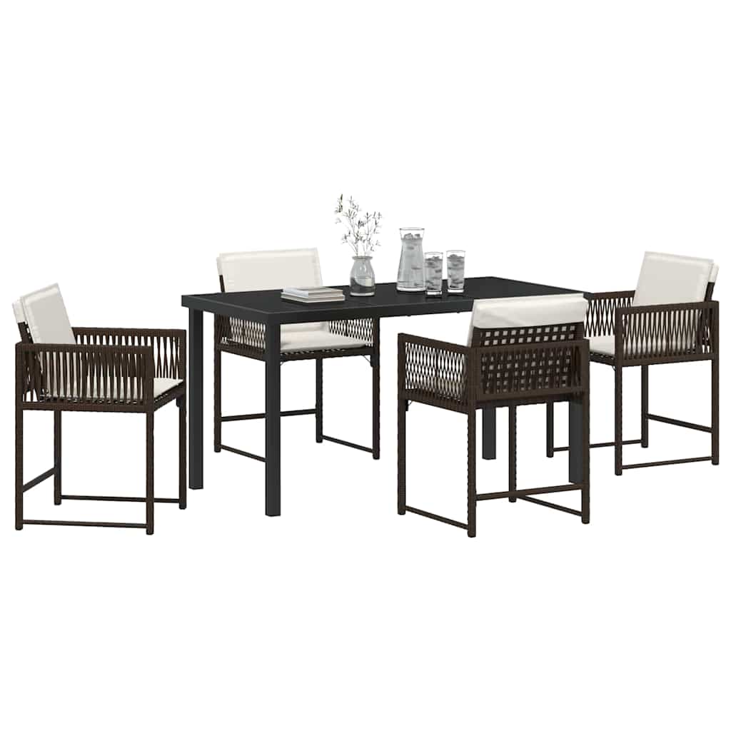 Ensemble de salle à manger pour jardin 5 pcs Marron polyrotin - XIOS