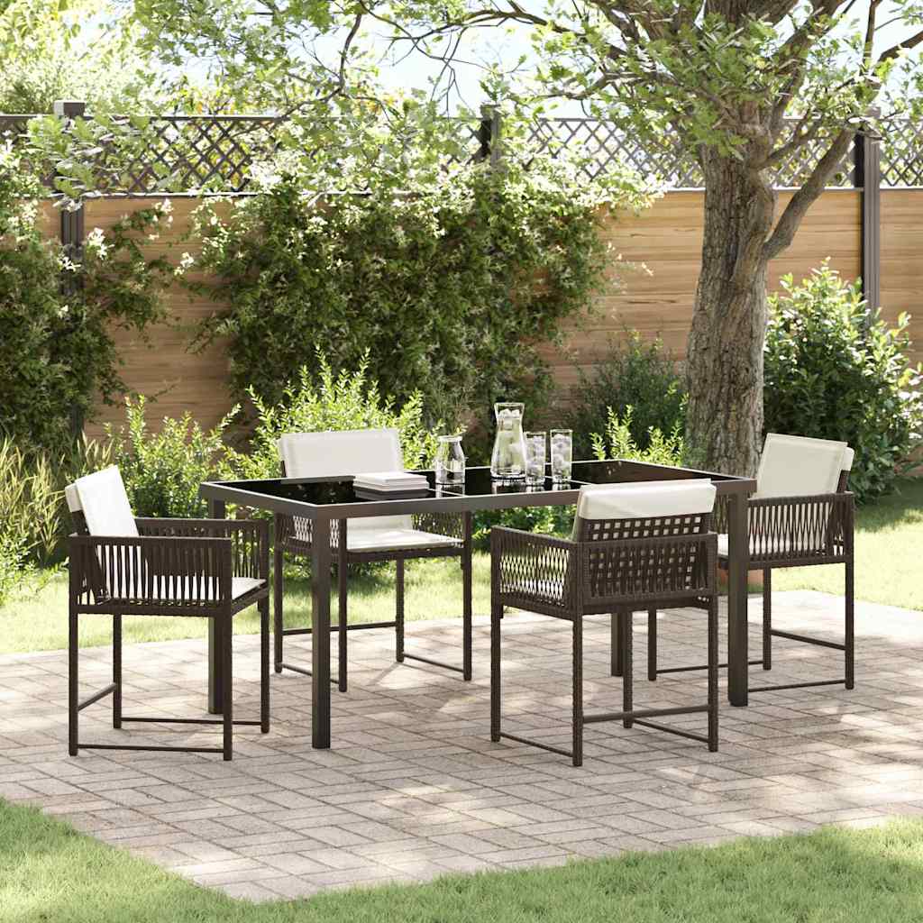 Ensemble de salle à manger pour jardin 5 pcs Marron polyrotin - XIOS
