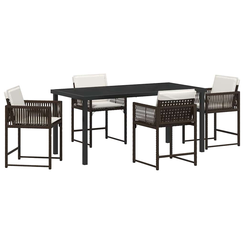Ensemble de salle à manger pour jardin 5 pcs Marron polyrotin - XIOS
