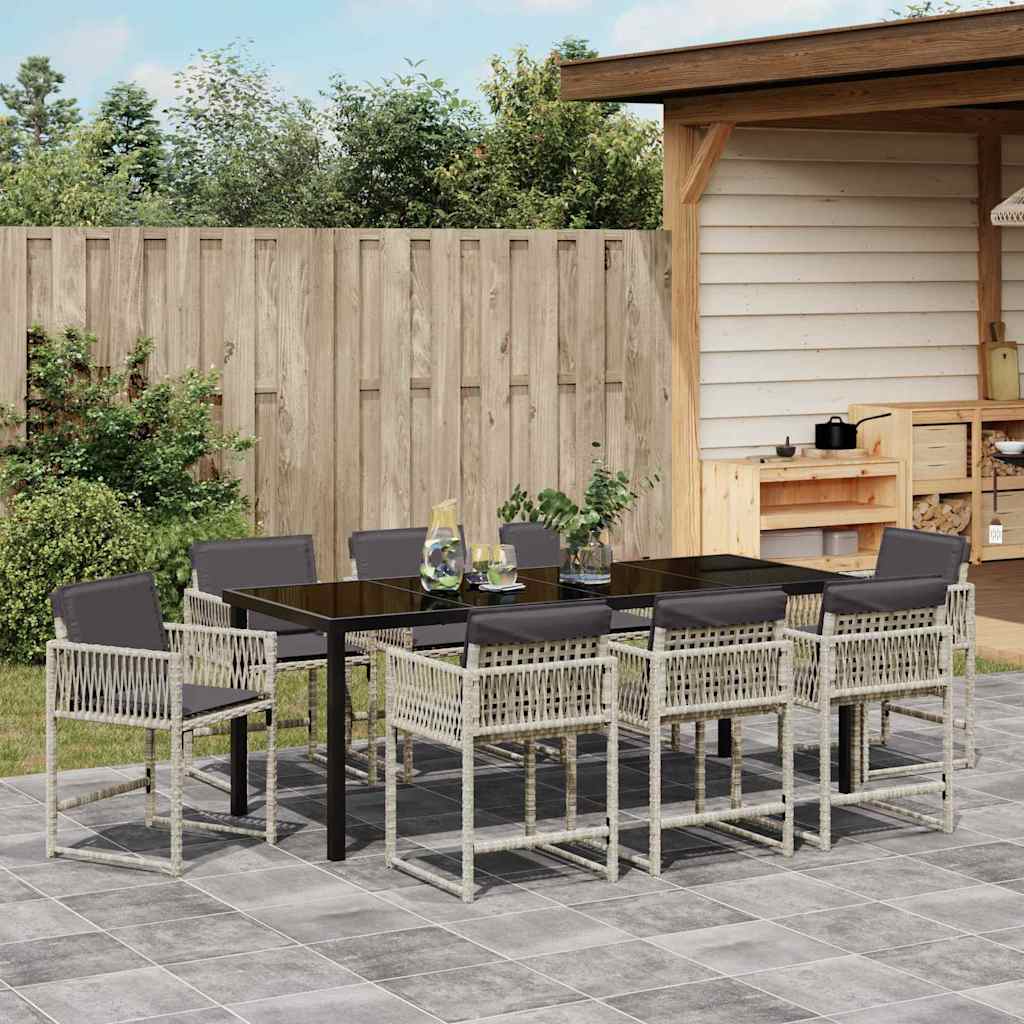Ensemble de salle à manger pour jardin 9 pcs Gris clair - XIOS