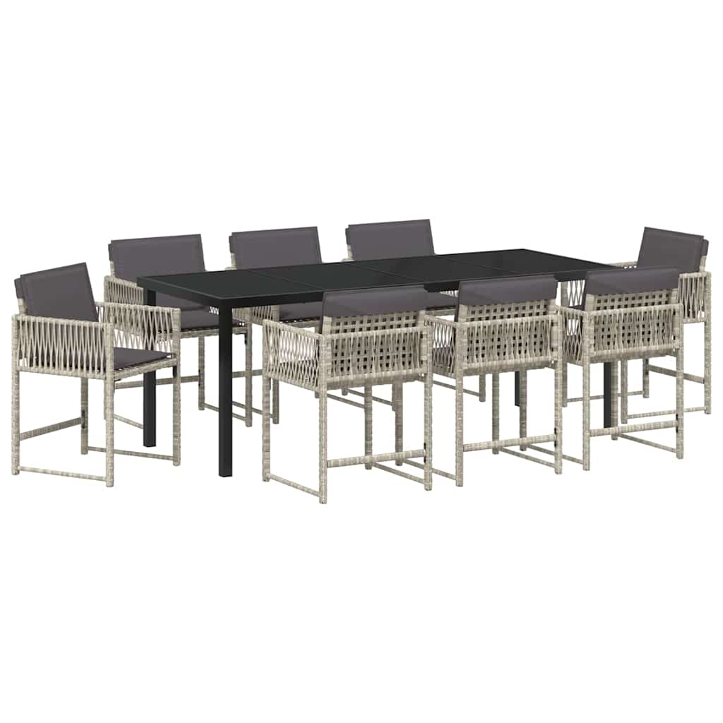 Ensemble de salle à manger pour jardin 9 pcs Gris clair - XIOS