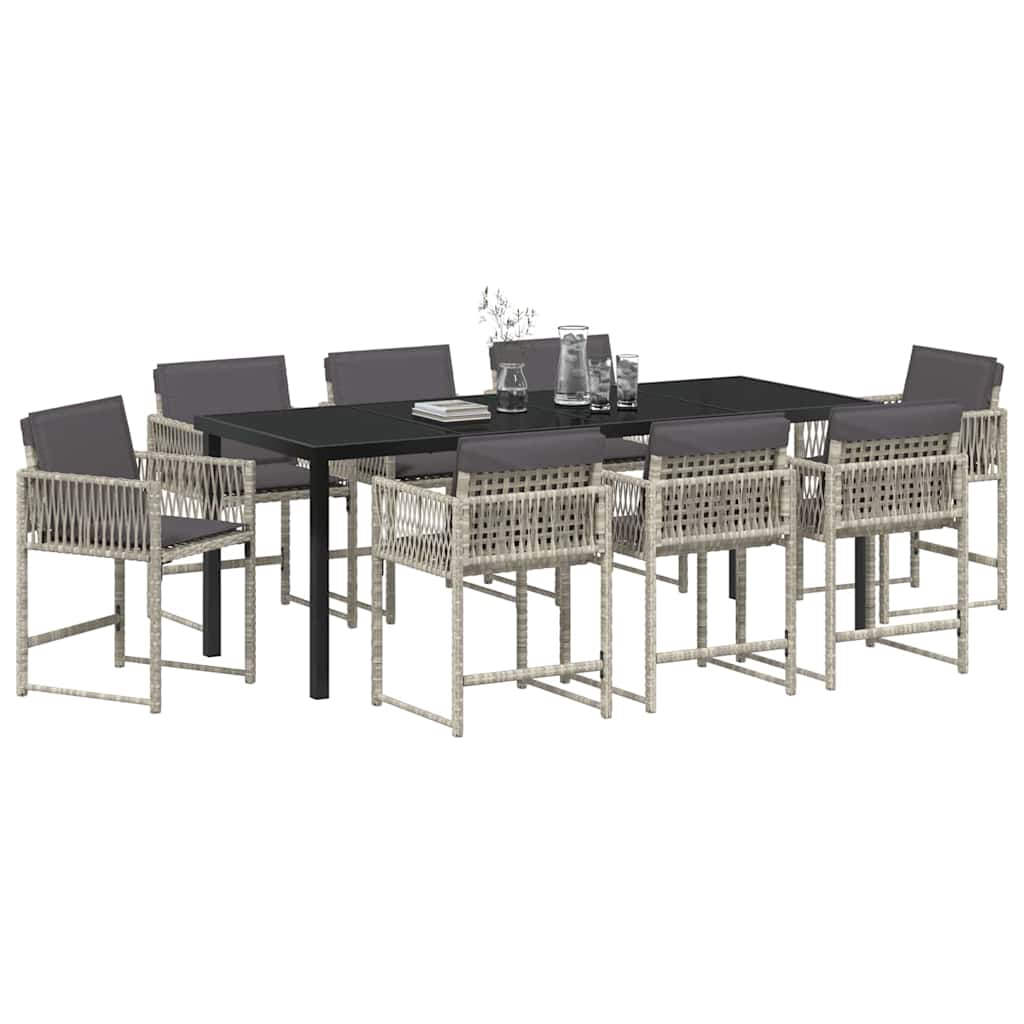 Ensemble de salle à manger pour jardin 9 pcs Gris clair - XIOS