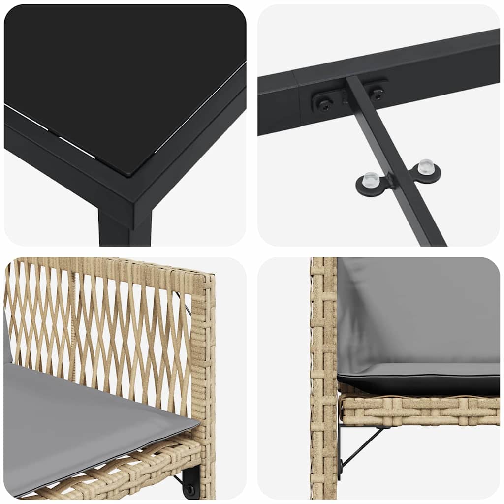 Ensemble de salle à manger pour jardin 5 pcs Beige polyrotin - XIOS