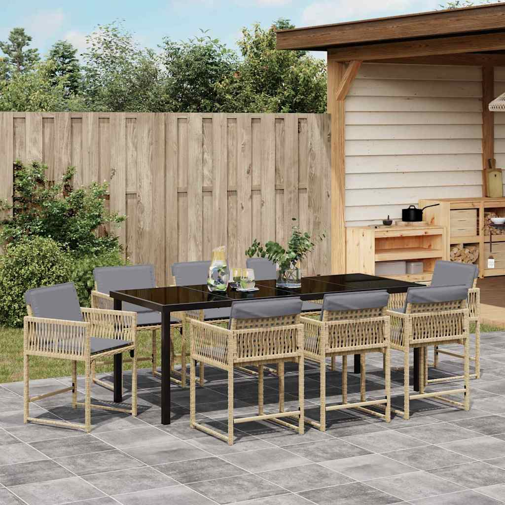 Ensemble de salle à manger pour jardin 9 pcs Beige polyrotin - XIOS
