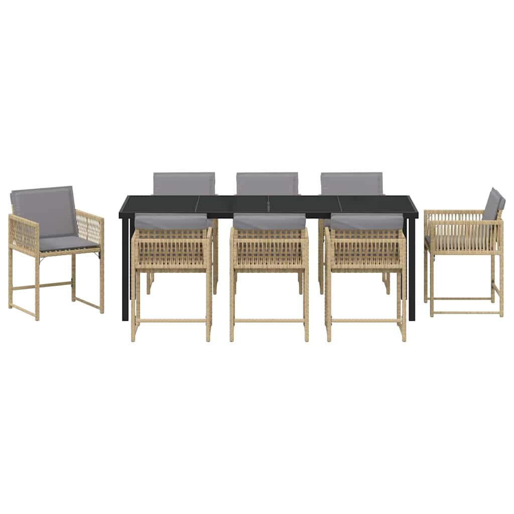 Ensemble de salle à manger pour jardin 9 pcs Beige polyrotin - XIOS