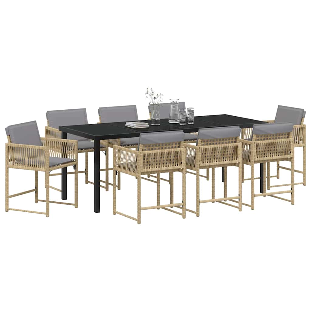 Ensemble de salle à manger pour jardin 9 pcs Beige polyrotin - XIOS