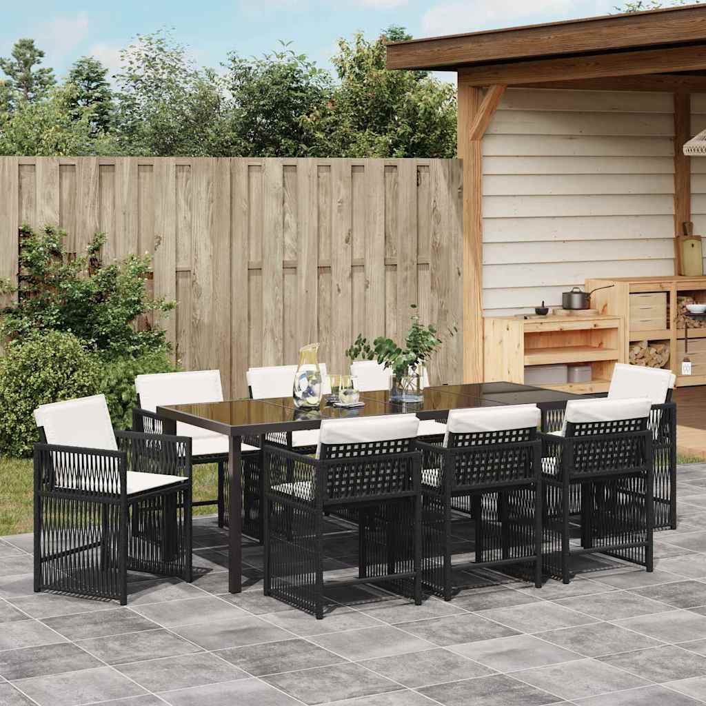 Ensemble de salle à manger pour jardin 9 pcs Noir polyrotin - XIOS