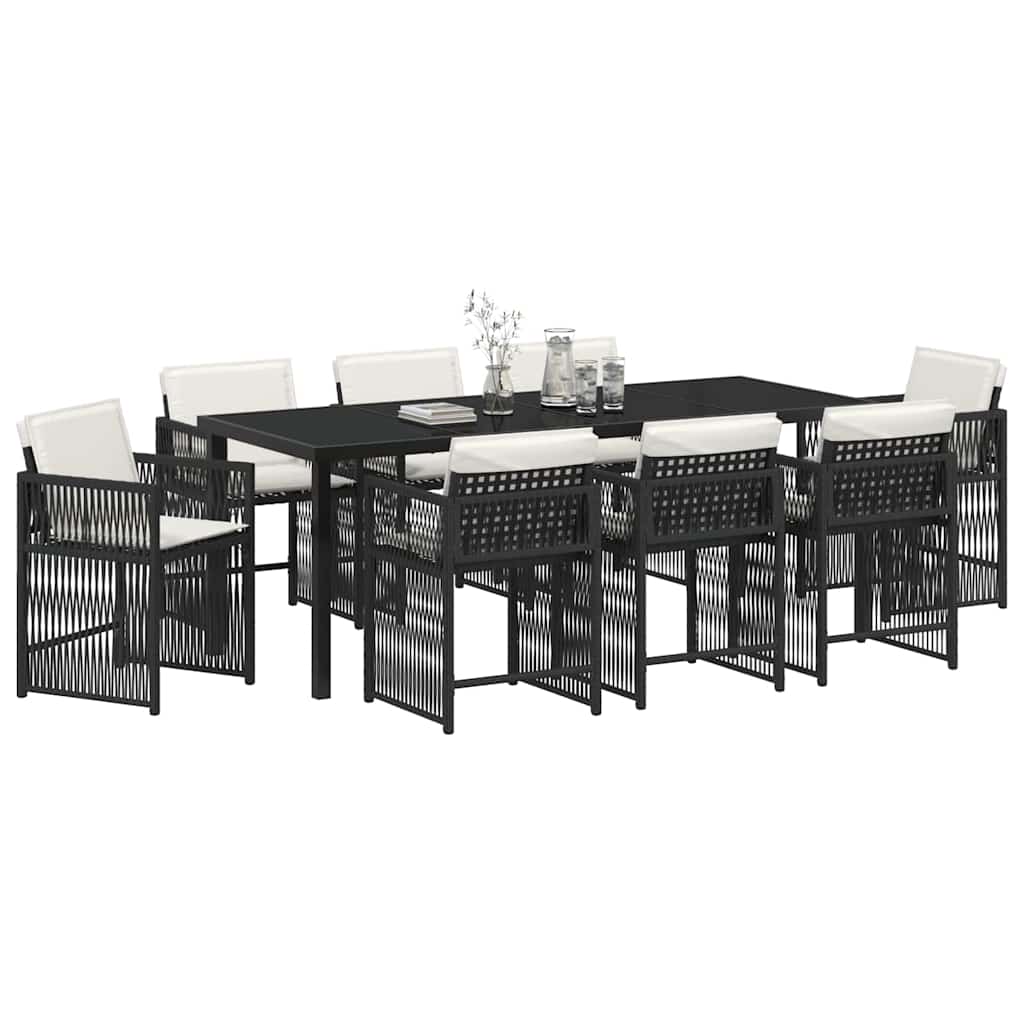 Ensemble de salle à manger pour jardin 9 pcs Noir polyrotin - XIOS