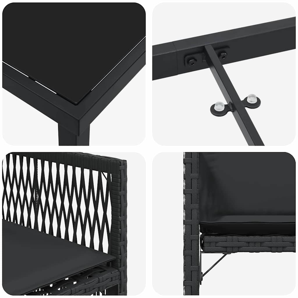 Ensemble de salle à manger pour jardin 5 pcs Noir polyrotin - XIOS