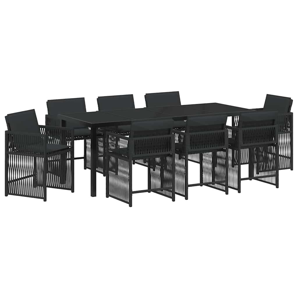 Ensemble de salle à manger pour jardin 9 pcs Noir polyrotin - XIOS