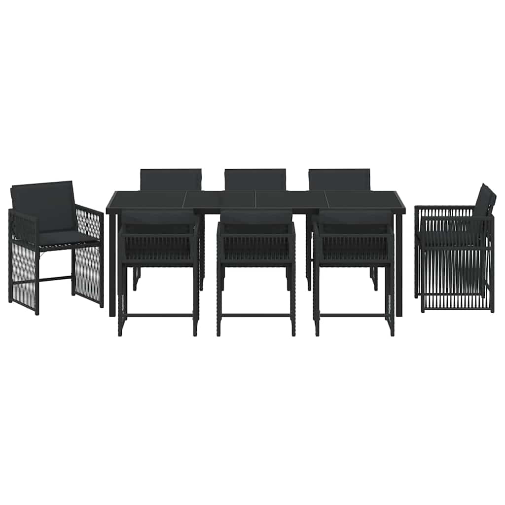 Ensemble de salle à manger pour jardin 9 pcs Noir polyrotin - XIOS