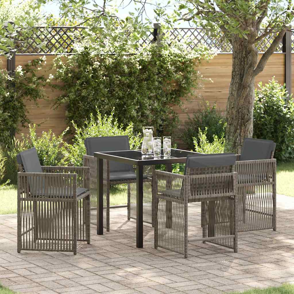 Ensemble de salle à manger pour jardin 5 pcs Gris polyrotin - XIOS