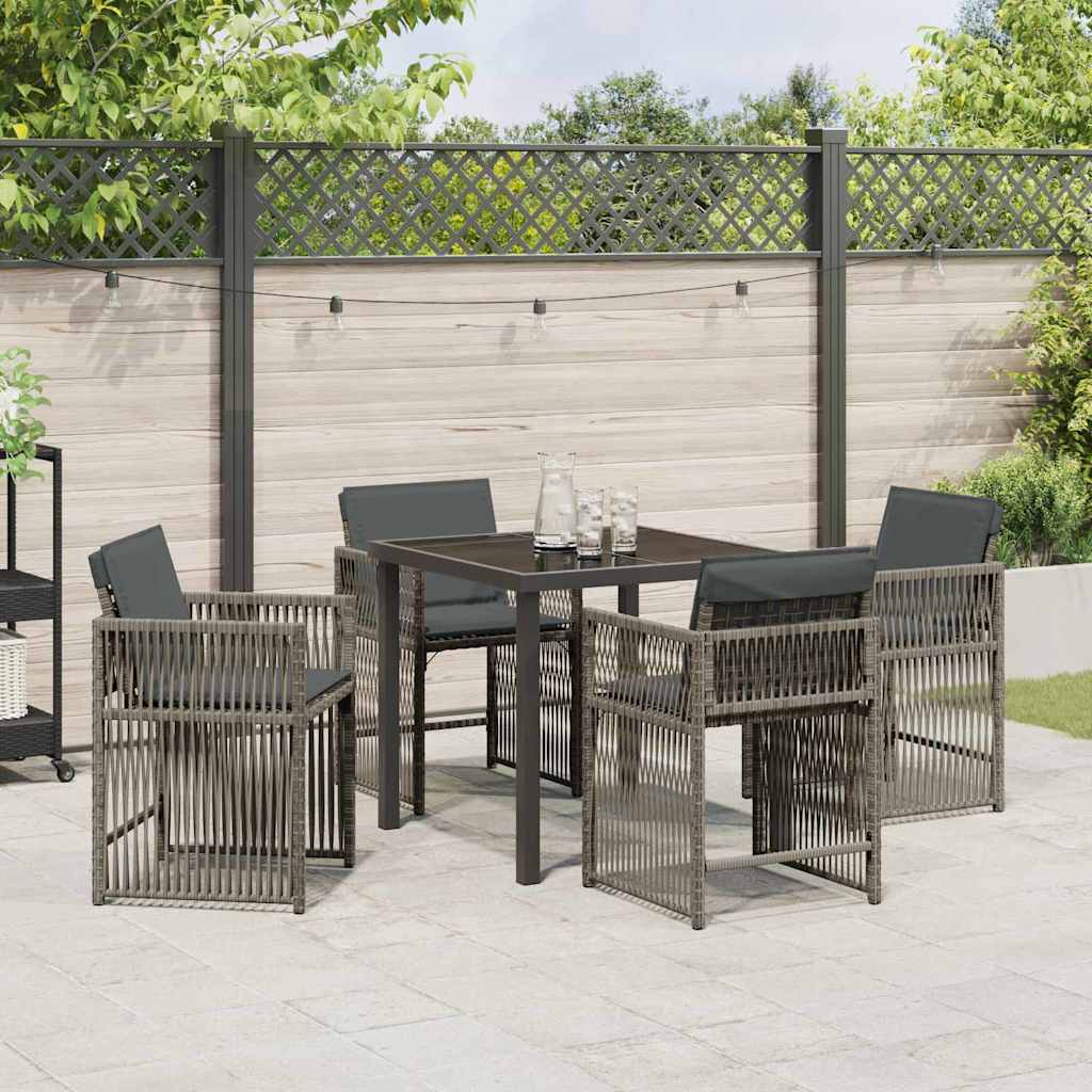 Ensemble de salle à manger pour jardin 5 pcs Gris polyrotin - XIOS