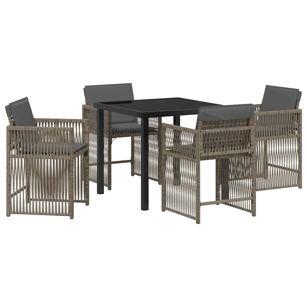 Ensemble de salle à manger pour jardin 5 pcs Gris polyrotin - XIOS