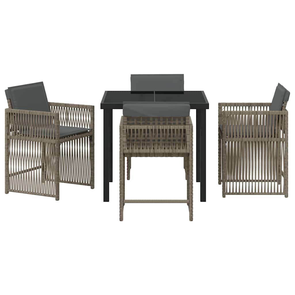 Ensemble de salle à manger pour jardin 5 pcs Gris polyrotin - XIOS