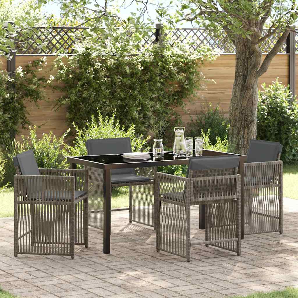 Ensemble de salle à manger pour jardin 5 pcs Gris polyrotin - XIOS