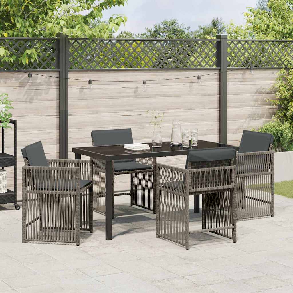 Ensemble de salle à manger pour jardin 5 pcs Gris polyrotin - XIOS