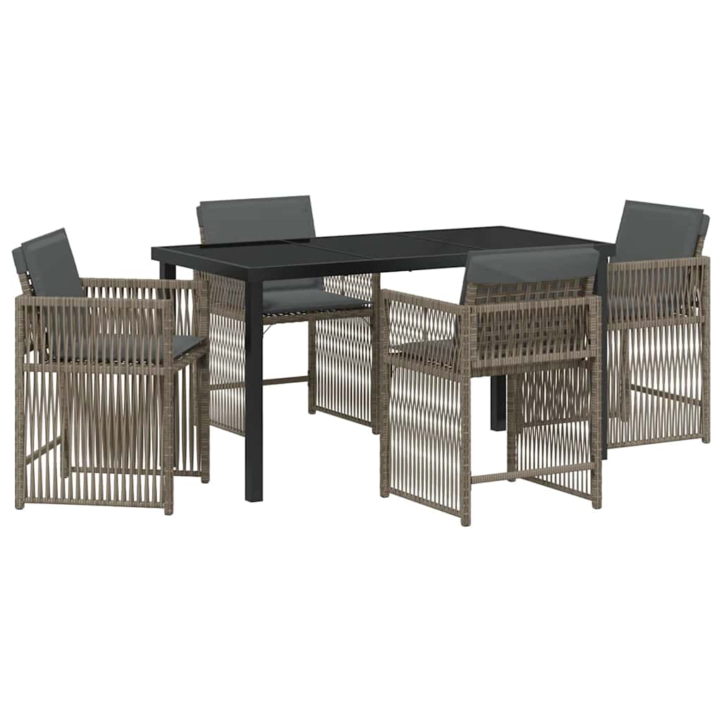 Ensemble de salle à manger pour jardin 5 pcs Gris polyrotin - XIOS