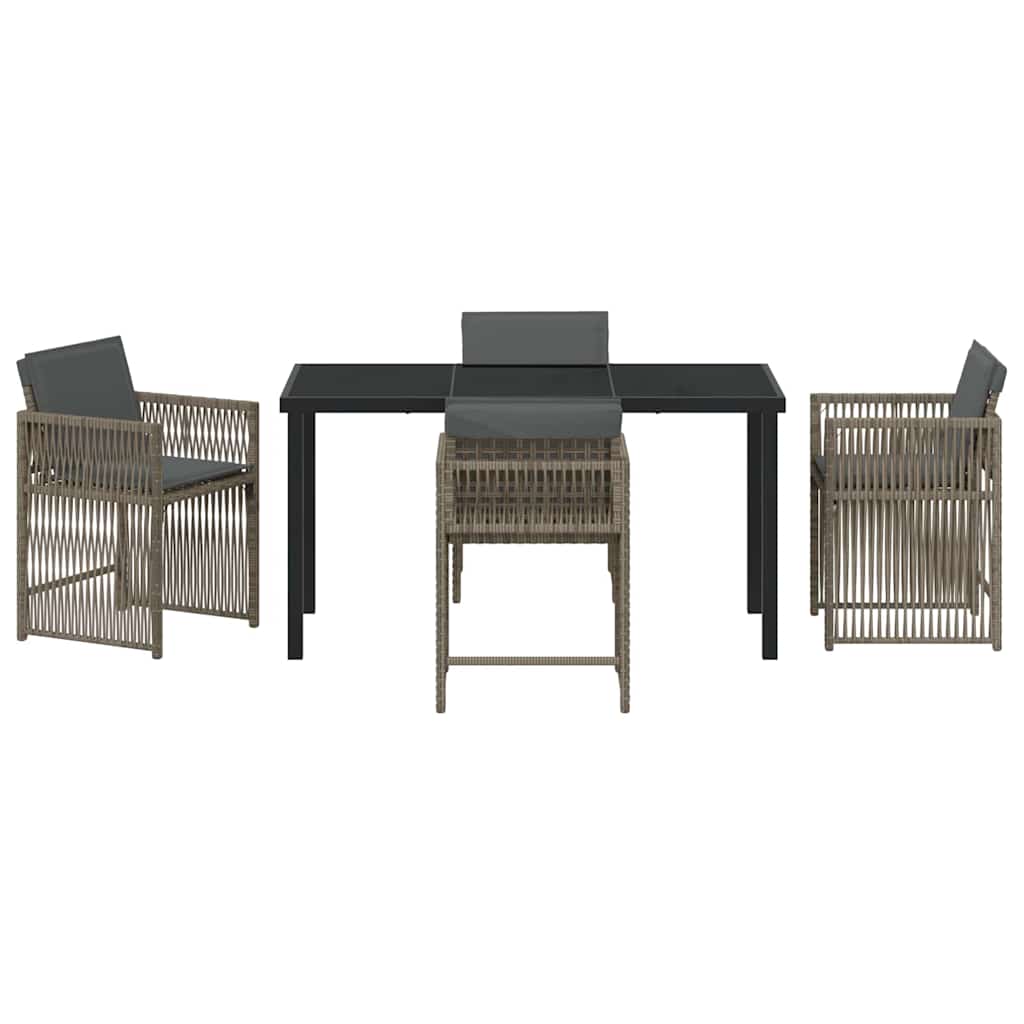 Ensemble de salle à manger pour jardin 5 pcs Gris polyrotin - XIOS