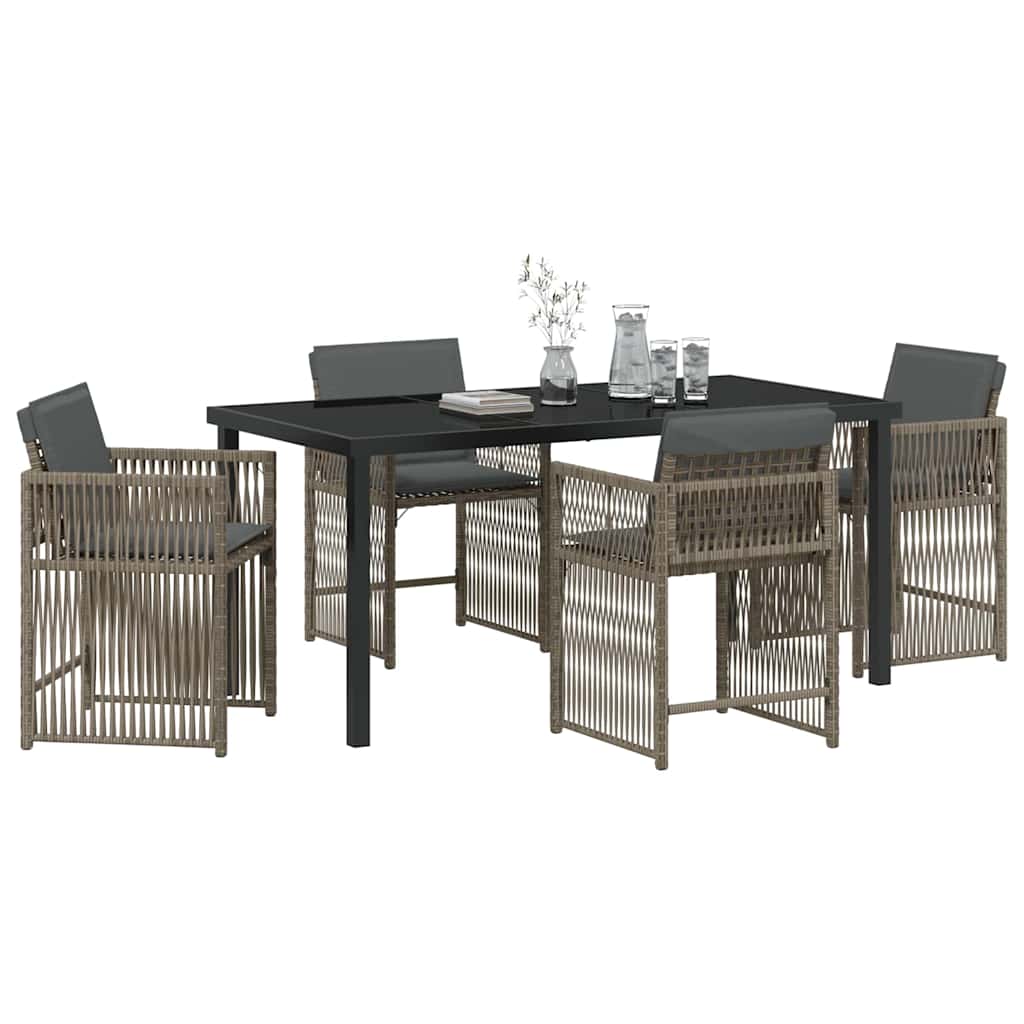 Ensemble de salle à manger pour jardin 5 pcs Gris polyrotin - XIOS