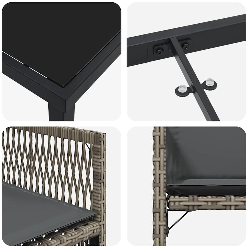 Ensemble de salle à manger pour jardin 9 pcs Gris polyrotin - XIOS