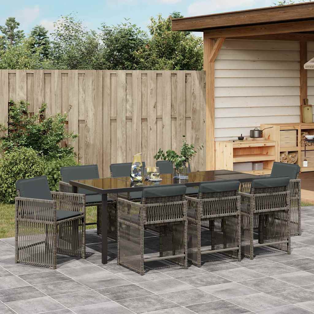 Ensemble de salle à manger pour jardin 9 pcs Gris polyrotin - XIOS