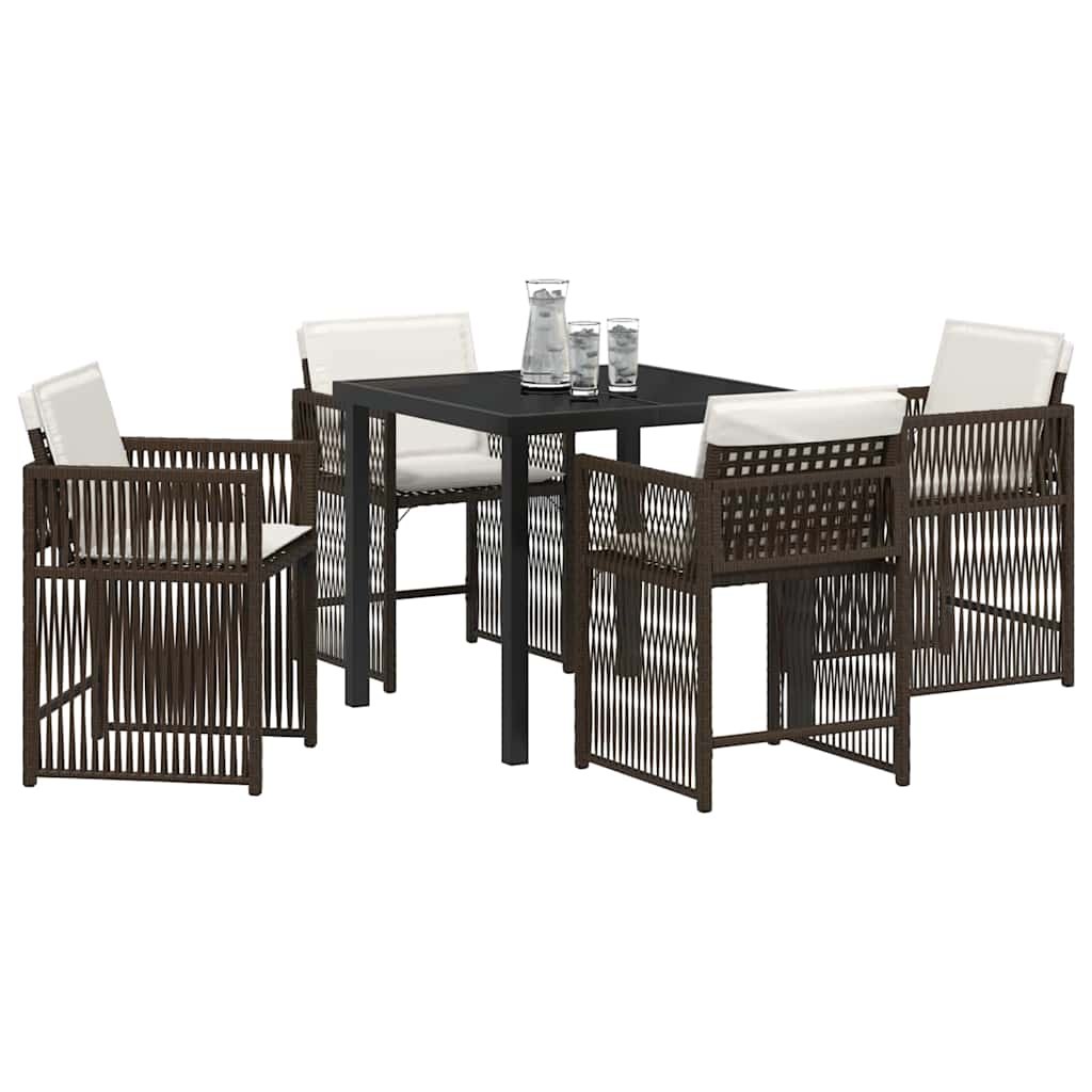 Ensemble de salle à manger pour jardin 5 pcs Marron polyrotin - XIOS