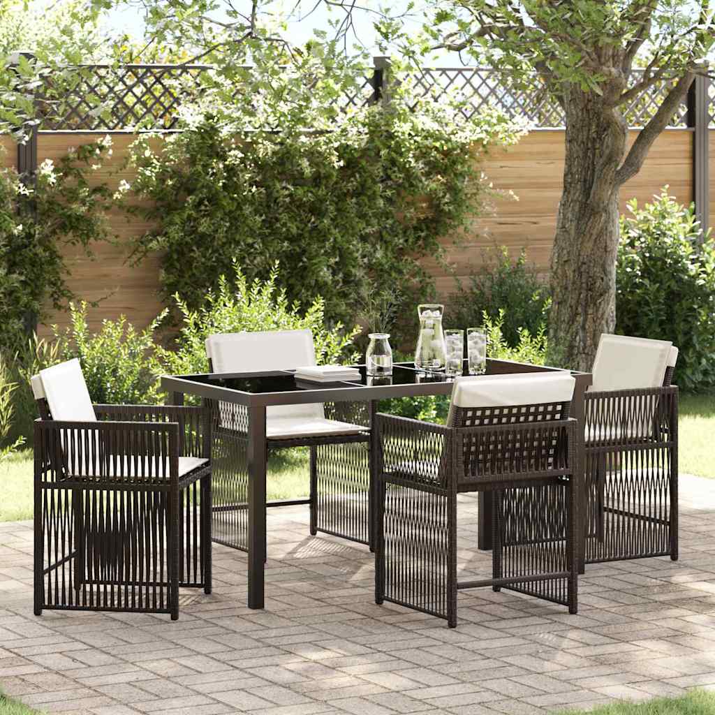 Ensemble de salle à manger pour jardin 5 pcs Marron polyrotin - XIOS