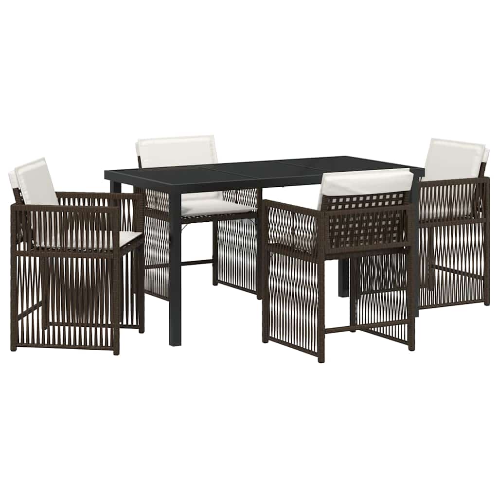 Ensemble de salle à manger pour jardin 5 pcs Marron polyrotin - XIOS