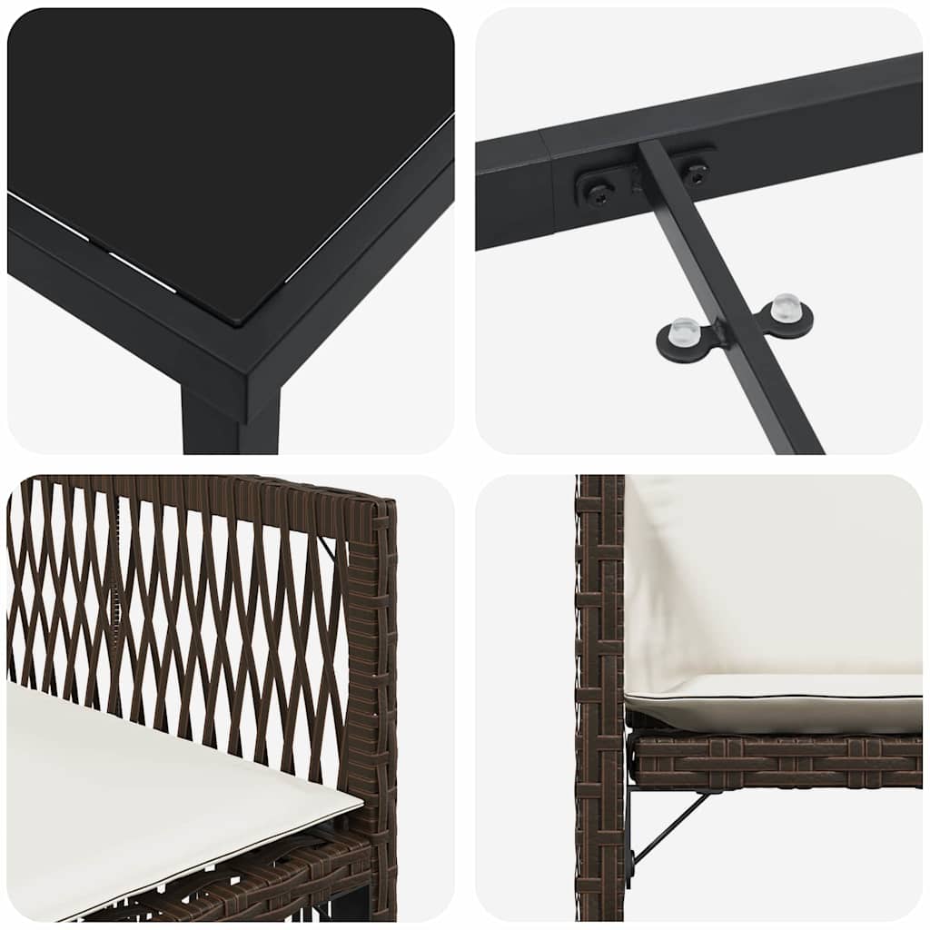 Ensemble de salle à manger pour jardin 9 pcs Marron polyrotin - XIOS