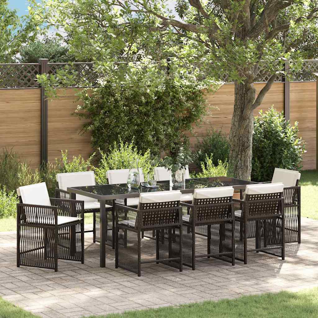 Ensemble de salle à manger pour jardin 9 pcs Marron polyrotin - XIOS