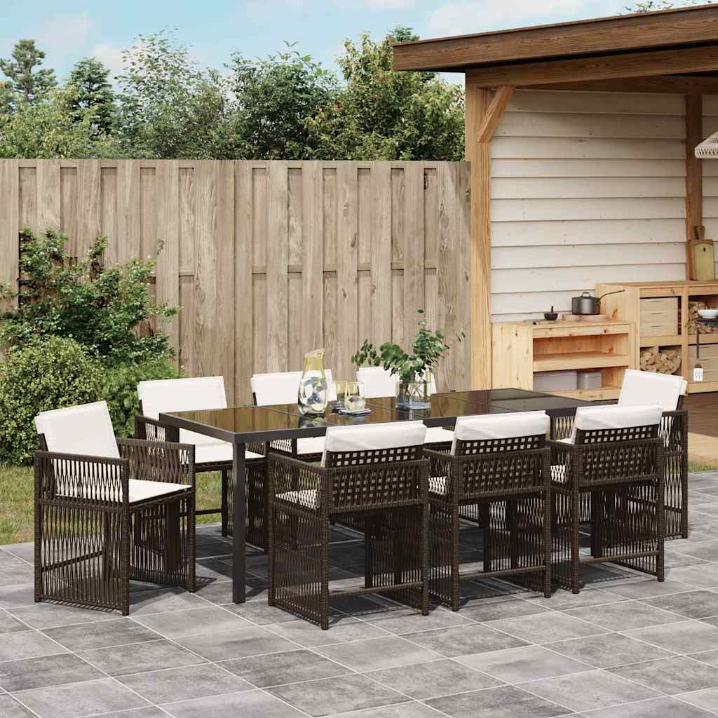 Ensemble de salle à manger pour jardin 9 pcs Marron polyrotin - XIOS