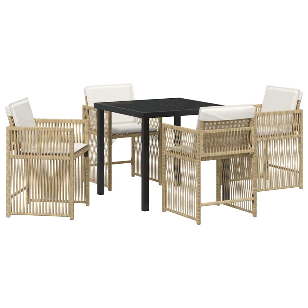 Ensemble de salle à manger pour jardin 5 pcs Beige polyrotin - XIOS