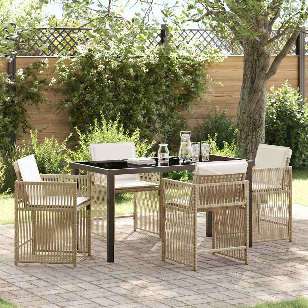 Ensemble de salle à manger pour jardin 5 pcs Beige polyrotin - XIOS