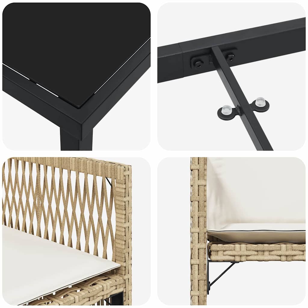 Ensemble de salle à manger pour jardin 9 pcs Beige polyrotin - XIOS