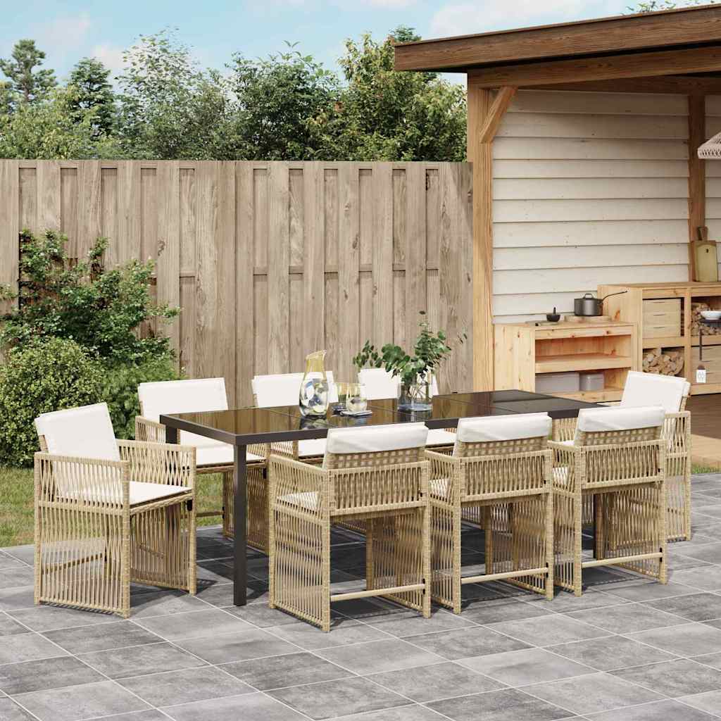 Ensemble de salle à manger pour jardin 9 pcs Beige polyrotin - XIOS