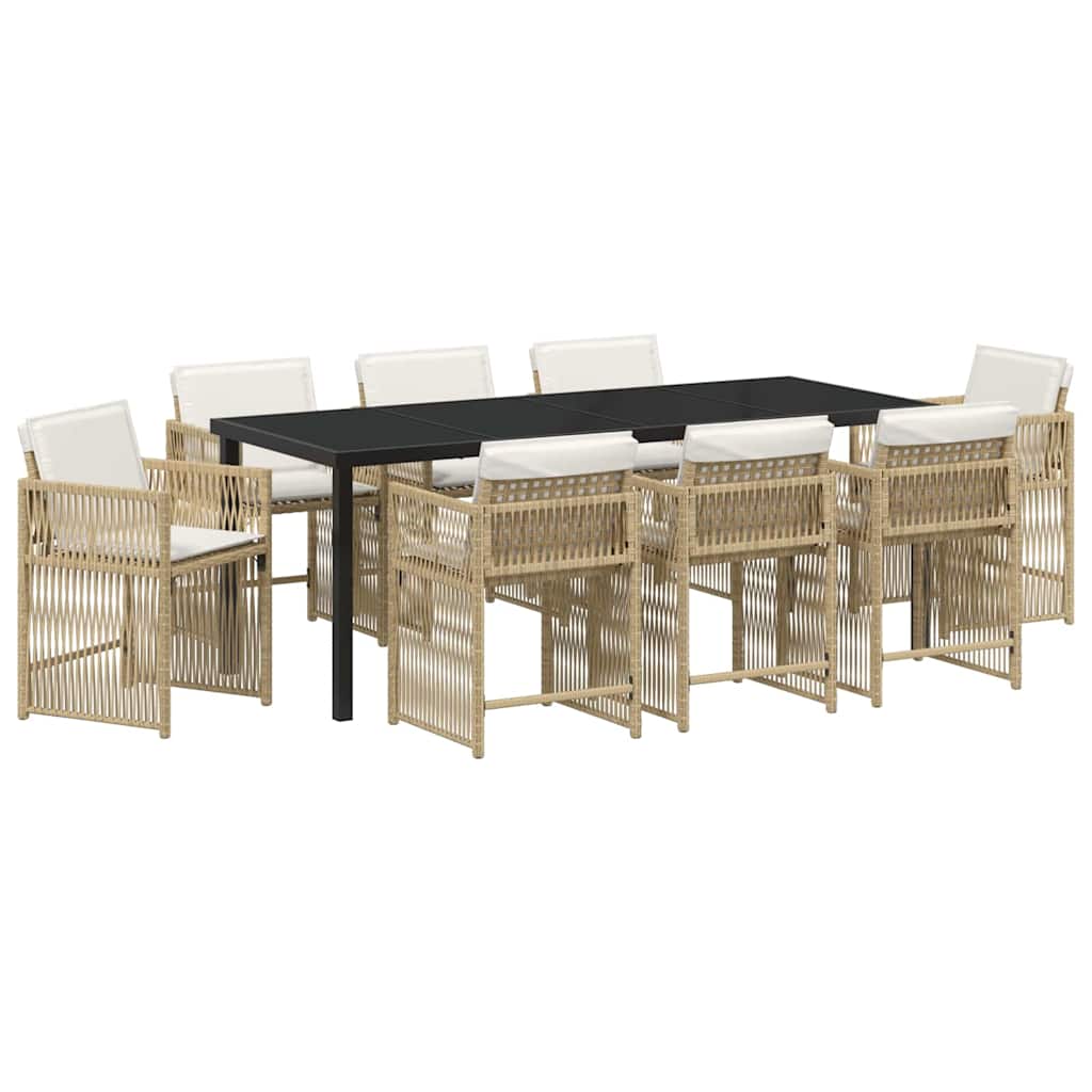 Ensemble de salle à manger pour jardin 9 pcs Beige polyrotin - XIOS