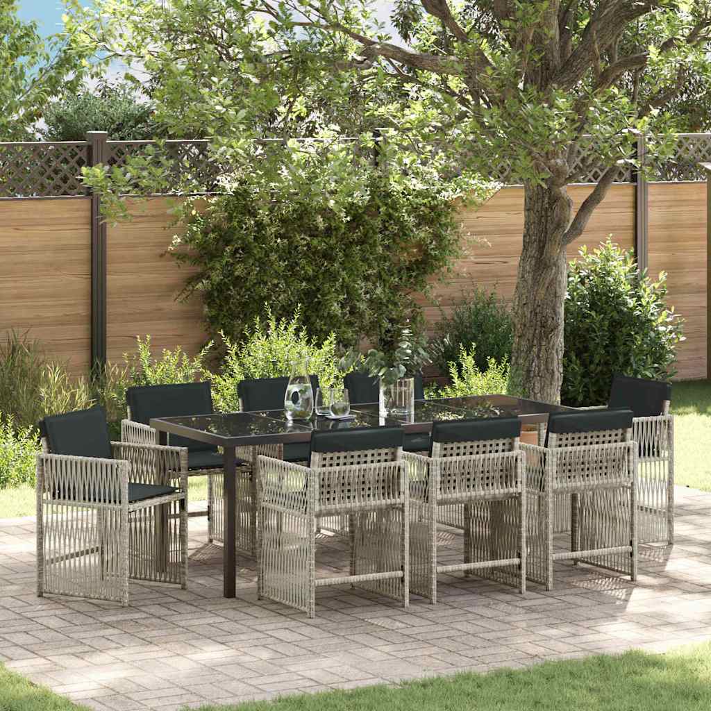 Ensemble de salle à manger pour jardin 9 pcs Gris clair - XIOS