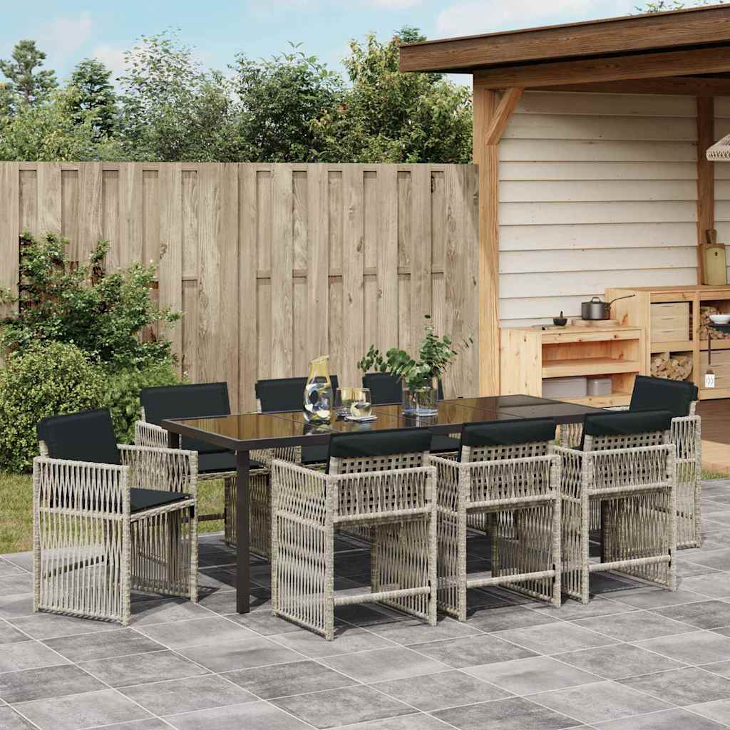 Ensemble de salle à manger pour jardin 9 pcs Gris clair - XIOS