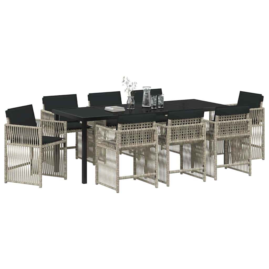 Ensemble de salle à manger pour jardin 9 pcs Gris clair - XIOS